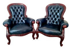 A787 chesterfield neo-baroque leather armchairs