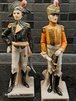 Vintage angol porcelán katonák huszár nipp figura 22 cm lakberendezési tárgy