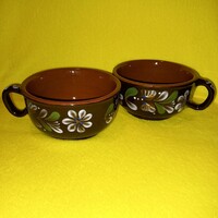 2 Sárospataki, marked, folk coffee cups.