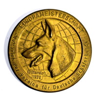 1976 németjuhász kutya európa bajnokság - kiállítás bronz plakett