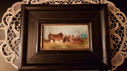 Painting miniature (farm world) painted with warm colors, in a nice frame--showy---