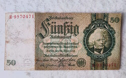 1933-as birodalmi 50 márka (VF-) Német Harmadik Birodalom | 1 db bankjegy