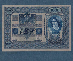 1000 Korona 1902 Min a két oldala Német nyelvű  Deutschösterreich bélyegzés