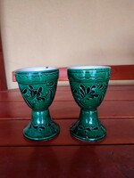 2 folk ceramic glasses