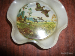 Curiosity! Antique painted glass ashtray