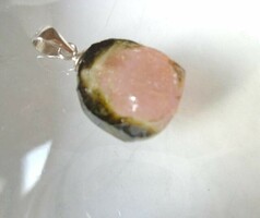 Melon tourmaline pendant with silver hanger