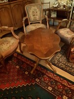 3 Armchairs and a Baroque Poclábú Inlaid Table, 1950s or Later