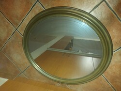 Art-deco mirror, patina, stepped, with oval copper frame, 72x64/59x51 cm, with hanger