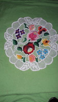 Old Kalocsa richly embroidered round tablecloth in flawless, beautiful condition, 30 cm according to the pictures