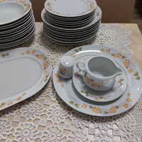 Alföldi sárga ritka virágos porcelán étkészlet, hiányos