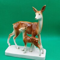 Rare collector sitzendorf porcelain figure of a pair of deer