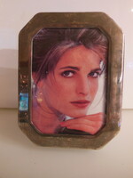 Photo holder - silver-plated - 14 x 11 cm - velvet - glass - flawless