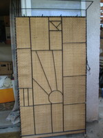 Retro wrought iron hall wall with mat