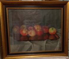 MOLNÁR Z. JÁNOS  csendélet almákkal; 38,5 x 48 cm, o-v.