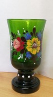 Bubble thick wall painted waldglas goblet from the beginning of the 19th century glass rarity