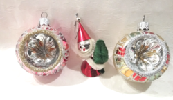 3 together! Old reflex glass Christmas decorations