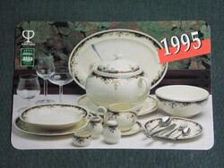 Kártyanaptár, Amfora Üvért vállalat, Zsolnay porcelán étkészlet ,1995,   (5)