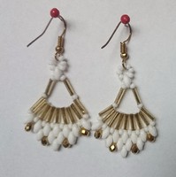 Gold and white lace earrings