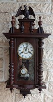 Antique special carved wall clock marked dial and structure gustav becker