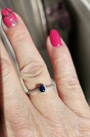 Fehérarany zafír-gyémánt gyűrű