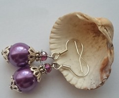 Purple round ball earrings with metal decorations