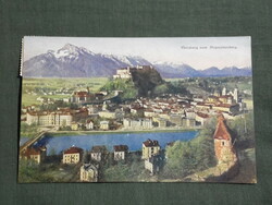 Képeslap, Postkarte, Ausztria, Salzburg vom Kapuzinerberg, látkép részlet, vár