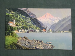 Képeslap, Postkarte, Svájc, Flüelen und der Bristenstock, látkép részlet