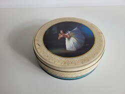 Retro fémdoboz régi kekszes doboz balerina mintás