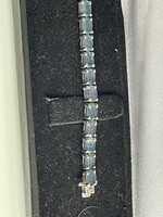 Shiny blue sapphire 925 st. Silver tennis bracelet.