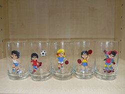 Old retro glass glasses with children's figures