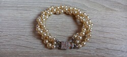 Three-row tekla pearl bracelet