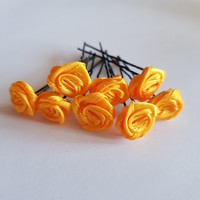 New, pale orange satin rose hairpin, hair ornament
