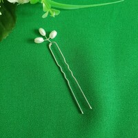 New, white pearl bridal hairpin, wire hair ornament