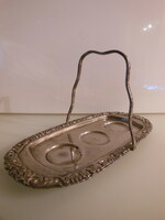 Tray - silver plated - 22 x 11 cm + 11 cm - handle - heavy - solid - old - flawless