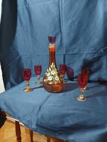Hand painted glass drinking set