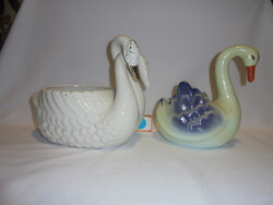 Two swan ceramic bowls - together