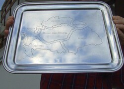 Engraved Hungary tray 45x35 cm - historical map of Hungary