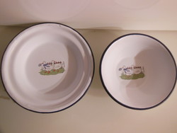 Plate - 2 pcs - Austrian - enameled - 17 x 3 cm - 14 x 4 cm - perfect