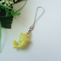 New, yellow, dolphin-shaped mobile ornament, hanging ornament, bag ornament