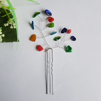 New, custom-made, colorful flat pearl bridal hairpin, wire hair ornament