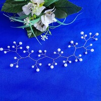 New, custom-made, white pearl bridal hair wire, hair ornament