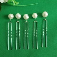 New, custom-made, white pearl bridal hairpin, wire hair ornament