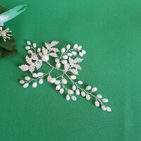 New, custom-made rhinestone leaf decorative pearl hair wire, bridal hair accessory