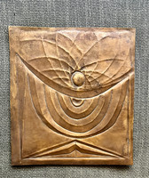 Tihamér Gyarmathy (1915-2005) composition 1950s bronze sculpture, plaque /29x29 cm/