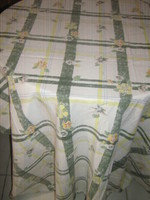 Pair of beautiful floral checkered fringed woven curtains