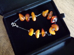 Amber bracelet with silver fittings