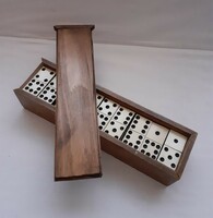 Old domino game in a sophisticated hardwood box