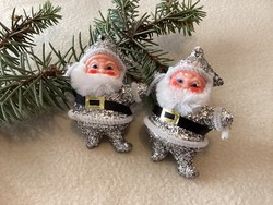 Retro plastic silver glitter Santa Claus Christmas tree decorations