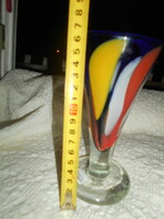 Studio glass goblet signed by a thick and heavy artist - made of multi-colored glass