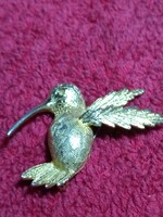 Vintage old retro women's badge pin brooch copper hummingbird hummingbird from the 1960s